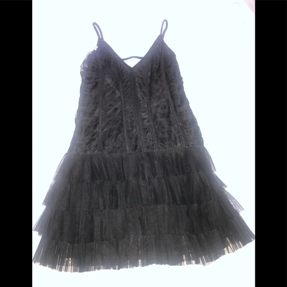 Shirred, netting, ruffled short dress, sz 10 - Picture 1 of 6